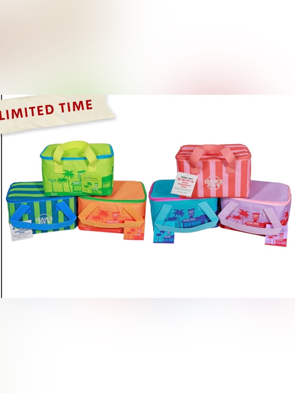 NWT Trader Joe’s 2026 Summer mini insulated tote bags- complete set of 6